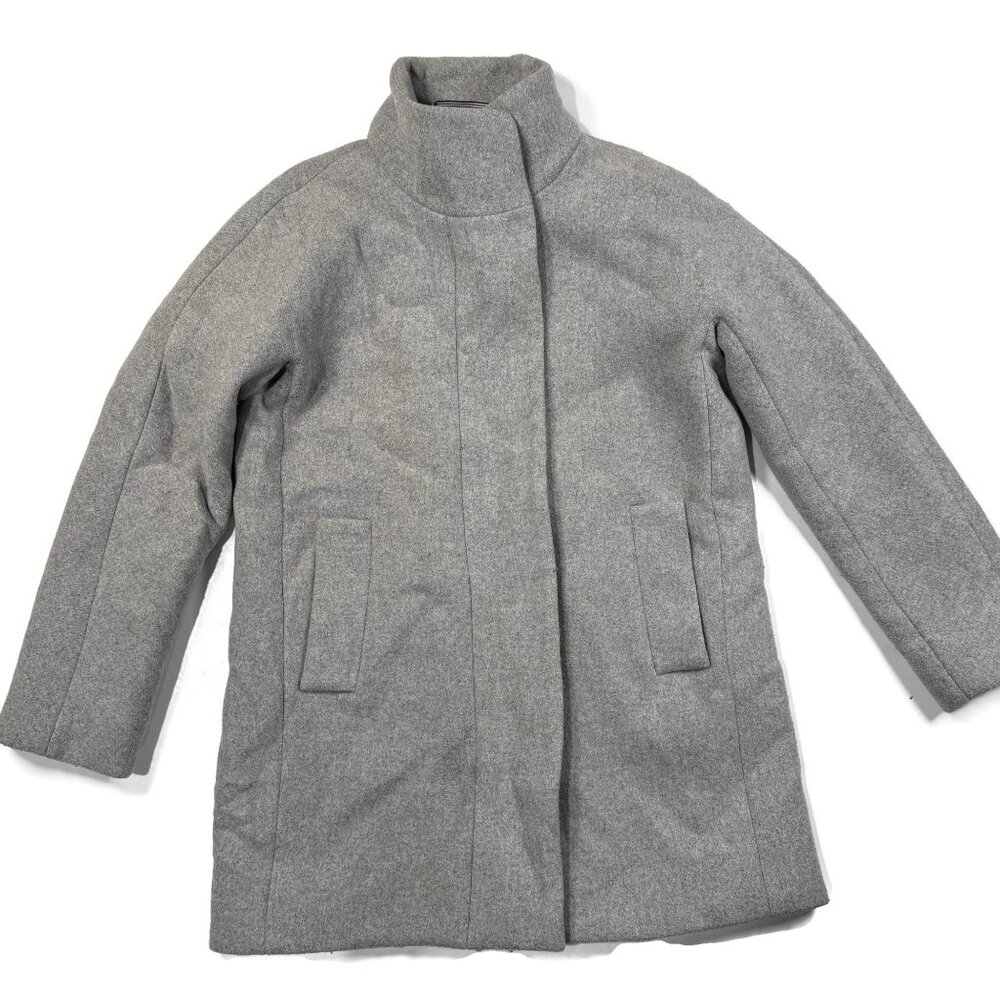J Crew City Coat‎ Womens 6 Petite 6P Gray Wool Blend Zip Pockets F5455